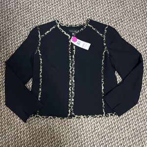 NWT Evan Picone Black Label Black Blazer with Leopard Trim